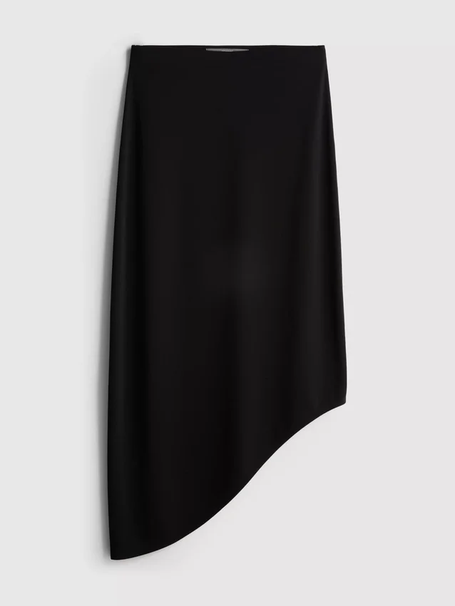Asymmetrische midi-rok van jersey