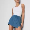 Asymmetrische wikkelrok van katoenen denim