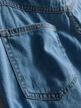 Asymmetrische wikkelrok van katoenen denim