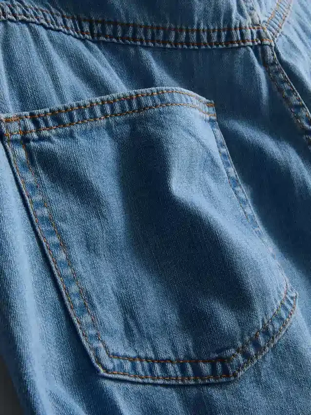 Asymmetrische wikkelrok van katoenen denim