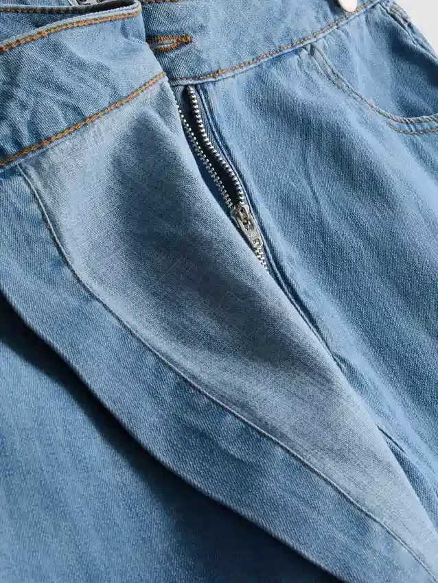 Asymmetrische wikkelrok van katoenen denim