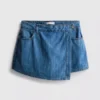 Asymmetrische wikkelrok van katoenen denim