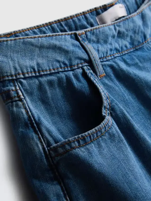 Asymmetrische wikkelrok van katoenen denim