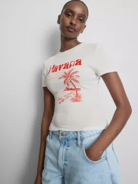 Baby-T-shirt met grafische print, rijk aan katoen, in de kleur Havana