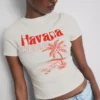 Baby-T-shirt met grafische print, rijk aan katoen, in de kleur Havana