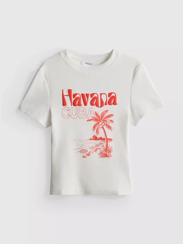 Baby-T-shirt met grafische print, rijk aan katoen, in de kleur Havana