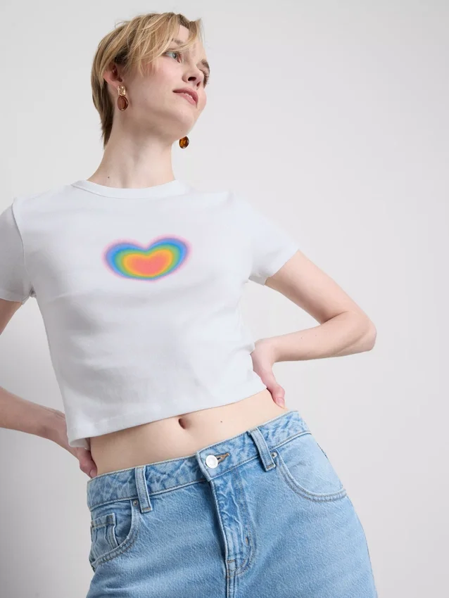 Baby-T-shirt met ‘Pride Heart’-print, rijk aan katoen