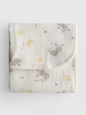 Babydeken van mousseline met dierenprint