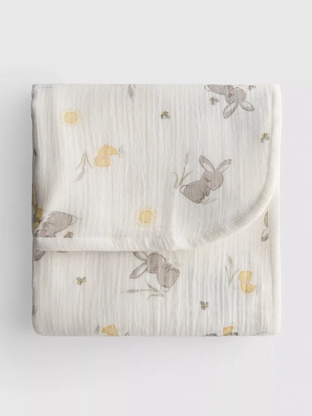 Babydeken van mousseline met dierenprint