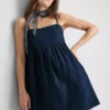 Babydoll-minijurk van katoenen denim