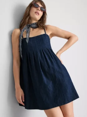 Babydoll-minijurk van katoenen denim