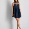 Babydoll-minijurk van katoenen denim