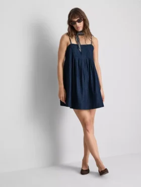 Babydoll-minijurk van katoenen denim