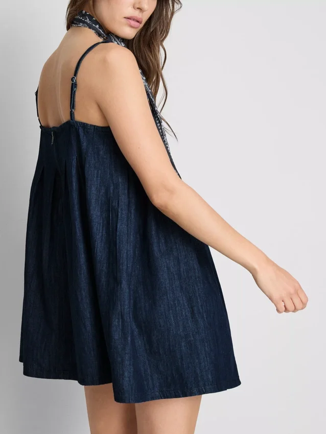 Babydoll-minijurk van katoenen denim