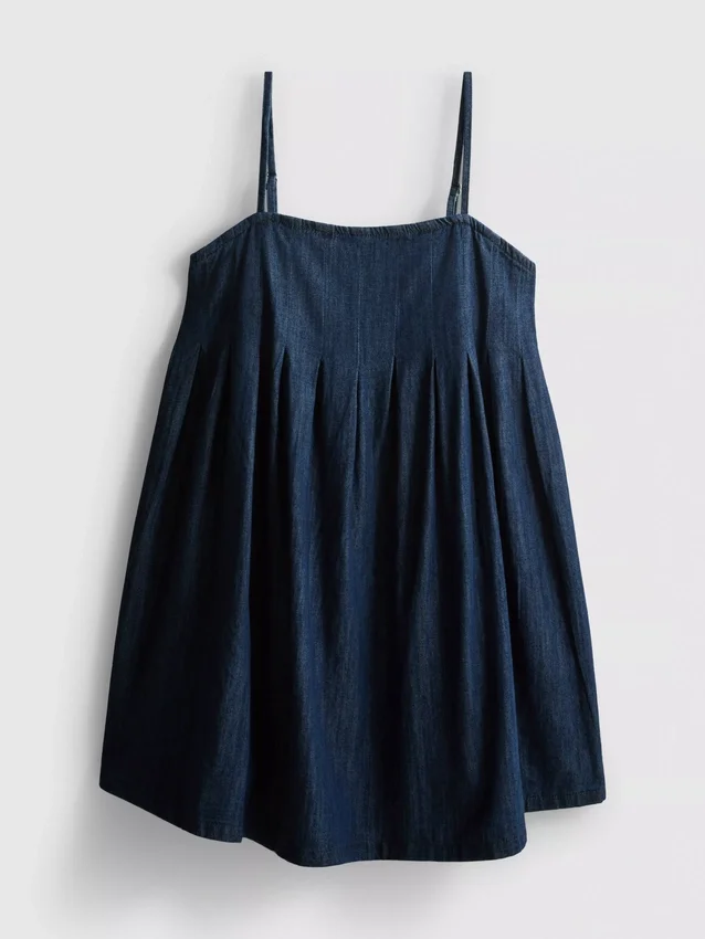 Babydoll-minijurk van katoenen denim