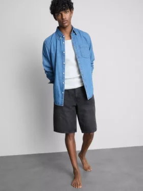 Baggy denimshort met middelhoge taille