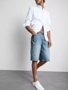Baggy denimshort met middelhoge taille