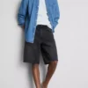 Baggy denimshort met middelhoge taille