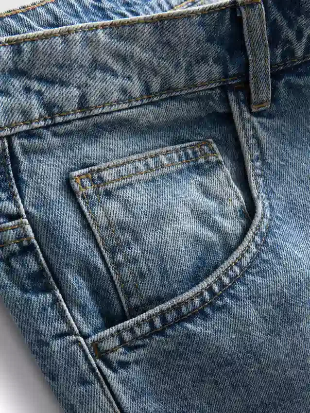 Baggy denimshort met middelhoge taille