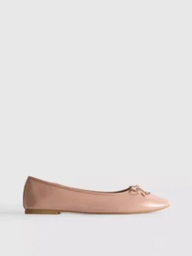 Ballerina's met strik van imitatieleer als platte schoenen