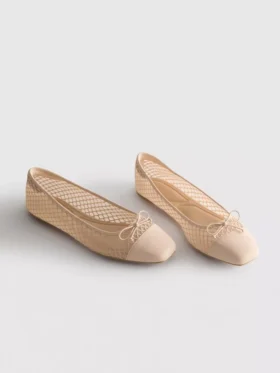 Balletpumps van mesh met vierkante neus