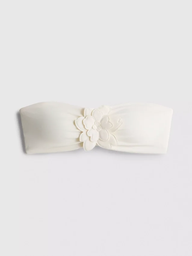 Bandeau-bikinitop met 3D-bloemen