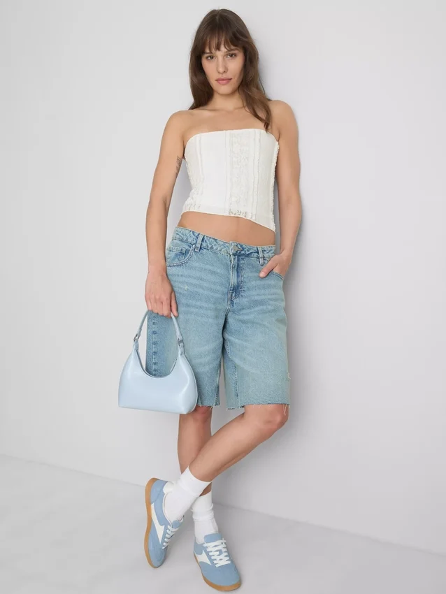 Bandeau van katoenmix met kant