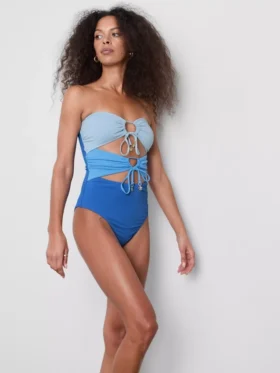 Bandeau-zwempak met uitsnijdingen
