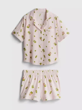 Bedrukte boyfriend-pyjama met korte broek