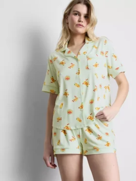 Bedrukte boyfriend-pyjama met korte broek