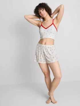 Bedrukte geribbelde shorts voor pyjama's