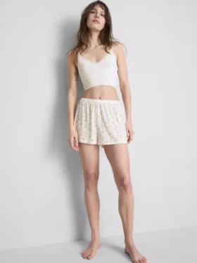 Bedrukte geribbelde shorts voor pyjama's
