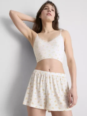 Bedrukte geribbelde shorts voor pyjama’s