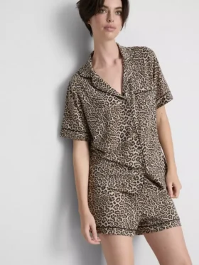 Bedrukte korte boyfriend-pyjama’s