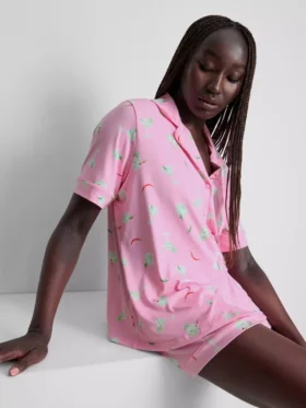 Bedrukte korte boyfriend-pyjama’s
