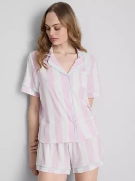 Bedrukte korte boyfriend-pyjama’s