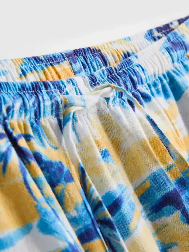 Bedrukte strandbroek met wijde pijpen