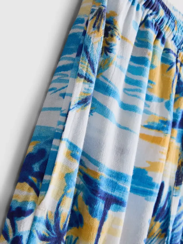 Bedrukte strandbroek met wijde pijpen