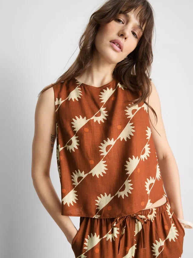 Bedrukte tanktop van katoenmix