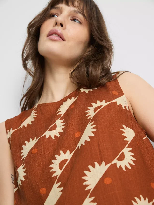 Bedrukte tanktop van katoenmix