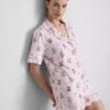 Bedrukte teddy boyfriend shorty-pyjama's