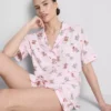 Bedrukte teddy boyfriend shorty-pyjama's