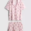 Bedrukte teddy boyfriend shorty-pyjama's
