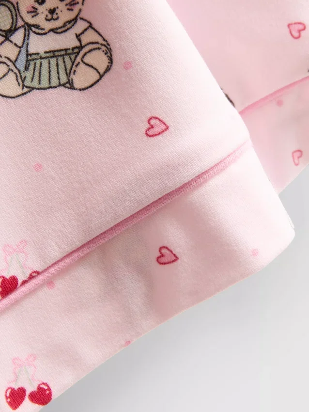 Bedrukte teddy boyfriend shorty-pyjama's