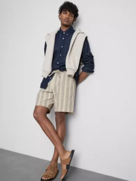Bermudashort met gestructureerde strepen