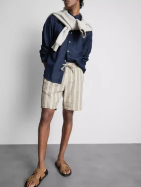 Bermudashort met gestructureerde strepen