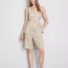 Bermudashort met plooien van linnenmix