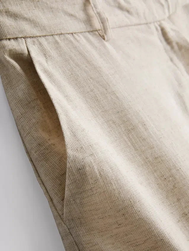 Bermudashort met plooien van linnenmix