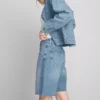 Bermudashort van denim met onafgewerkte zoom