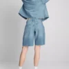 Bermudashort van denim met onafgewerkte zoom
